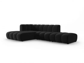 Coltar modular stanga 5 locuri, Lupine, Micadoni Home, BL, fara cotiera, 294x175x70 cm, catifea, negru