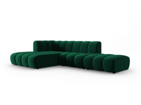 Coltar modular stanga 5 locuri, Lupine, Micadoni Home, BL, fara cotiera, 294x175x70 cm, catifea, verde bottle