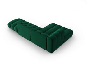 Coltar modular stanga 5 locuri, Lupine, Micadoni Home, BL, fara cotiera, 294x175x70 cm, catifea, verde bottle