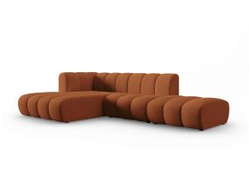 Coltar modular stanga 5 locuri, Lupine, Micadoni Home, BL, fara cotiera, 294x175x70 cm, poliester chenille, aramiu