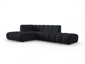 Coltar modular stanga 5 locuri, Lupine, Micadoni Home, BL, fara cotiera, 294x175x70 cm, poliester chenille, negru