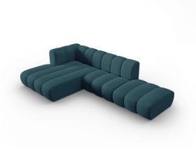 Coltar modular stanga 5 locuri, Lupine, Micadoni Home, BL, fara cotiera, 294x175x70 cm, poliester chenille, turcoaz