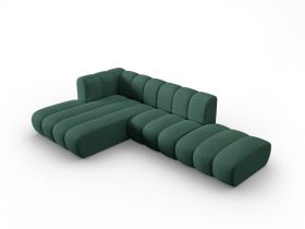 Coltar modular stanga 5 locuri, Lupine, Micadoni Home, BL, fara cotiera, 294x175x70 cm, poliester chenille, verde