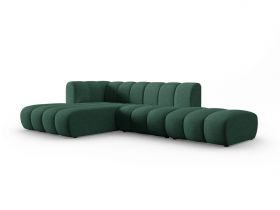 Coltar modular stanga 5 locuri, Lupine, Micadoni Home, BL, fara cotiera, 294x175x70 cm, poliester chenille, verde