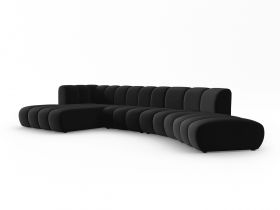 Coltar modular stanga 6 locuri, Lupine, Micadoni Home, BL, 425x175x70 cm, catifea, negru