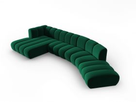 Coltar modular stanga 6 locuri, Lupine, Micadoni Home, BL, 425x175x70 cm, catifea, verde bottle