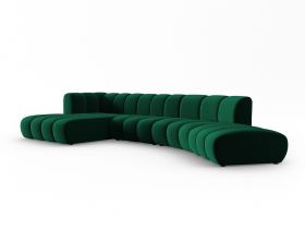 Coltar modular stanga 6 locuri, Lupine, Micadoni Home, BL, 425x175x70 cm, catifea, verde bottle