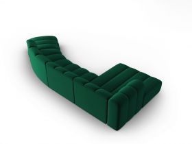 Coltar modular stanga 6 locuri, Lupine, Micadoni Home, BL, 425x175x70 cm, catifea, verde bottle