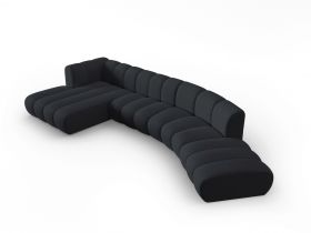 Coltar modular stanga 6 locuri, Lupine, Micadoni Home, BL, 425x175x70 cm, poliester chenille, negru