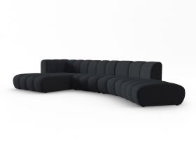 Coltar modular stanga 6 locuri, Lupine, Micadoni Home, BL, 425x175x70 cm, poliester chenille, negru