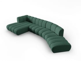 Coltar modular stanga 6 locuri, Lupine, Micadoni Home, BL, 425x175x70 cm, poliester chenille, verde