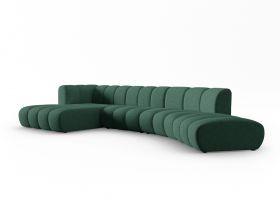 Coltar modular stanga 6 locuri, Lupine, Micadoni Home, BL, 425x175x70 cm, poliester chenille, verde