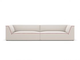 Canapea 4 locuri, Ruby, Micadoni Home, BL, 302x93x69 cm, tesatura chenille, bej/rosu