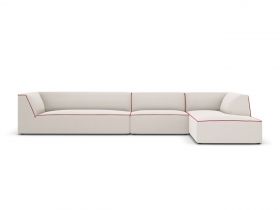 Coltar dreapta 5 locuri, Ruby, Micadoni Home, BL, 366x180x69 cm, tesatura chenille, bej/rosu