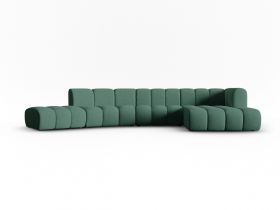 Coltar modular dreapta 6 locuri, Lupine, Micadoni Home, BL, 425x175x70 cm, poliester chenille, verde