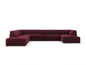 Coltar panoramic stanga 7 locuri, Ruby, Micadoni Home, BL, 366x273x69 cm, piele ecologica, bordo