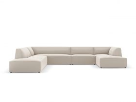 Coltar panoramic stanga 7 locuri, Ruby, Micadoni Home, BL, 366x273x69 cm, piele ecologica, gri dove