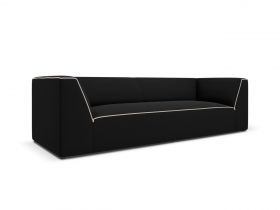 Canapea 3 locuri, Ruby, Micadoni Home, BL, 232x93x69 cm, tesatura chenille, negru/bej