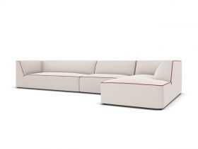 Coltar dreapta 5 locuri, Ruby, Micadoni Home, BL, 366x180x69 cm, tesatura chenille, bej/rosu