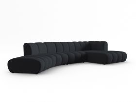 Coltar modular dreapta 6 locuri, Lupine, Micadoni Home, BL, 425x175x70 cm, poliester chenille, negru