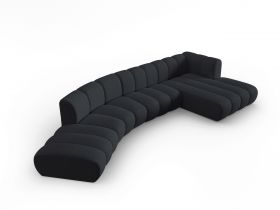 Coltar modular dreapta 6 locuri, Lupine, Micadoni Home, BL, 425x175x70 cm, poliester chenille, negru