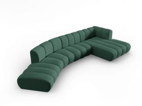 Coltar modular dreapta 6 locuri, Lupine, Micadoni Home, BL, 425x175x70 cm, poliester chenille, verde