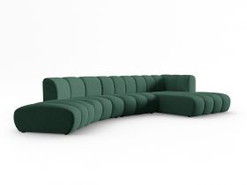 Coltar modular dreapta 6 locuri, Lupine, Micadoni Home, BL, 425x175x70 cm, poliester chenille, verde