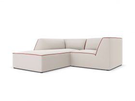 Coltar stanga 3 locuri, Ruby, Micadoni Home, BL, 186x180x69 cm, tesatura chenille, bej/rosu