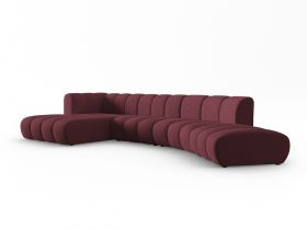 Coltar modular stanga 6 locuri, Lupine, Micadoni Home, BL, 425x175x70 cm, poliester chenille, bordo