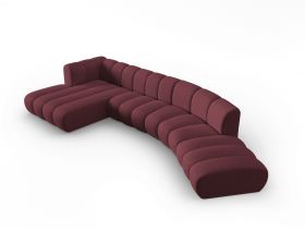 Coltar modular stanga 6 locuri, Lupine, Micadoni Home, BL, 425x175x70 cm, poliester chenille, bordo