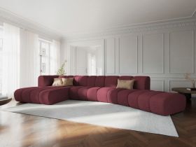 Coltar modular stanga 6 locuri, Lupine, Micadoni Home, BL, 425x175x70 cm, poliester chenille, bordo