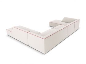 Coltar panoramic dreapta 7 locuri, Ruby, Micadoni Home, BL, 366x273x69 cm, tesatura chenille, bej/rosu