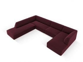 Coltar panoramic stanga 7 locuri, Ruby, Micadoni Home, BL, 366x273x69 cm, piele ecologica, bordo