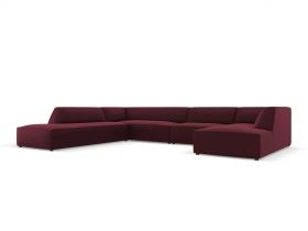 Coltar panoramic stanga 7 locuri, Ruby, Micadoni Home, BL, 366x273x69 cm, piele ecologica, bordo