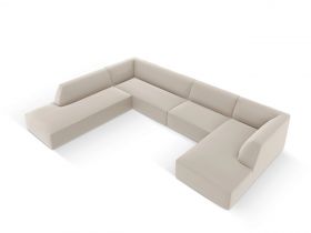 Coltar panoramic stanga 7 locuri, Ruby, Micadoni Home, BL, 366x273x69 cm, piele ecologica, gri dove