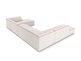 Coltar panoramic stanga 7 locuri, Ruby, Micadoni Home, BL, 366x273x69 cm, tesatura chenille, bej/rosu