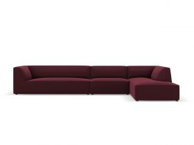 Coltar dreapta 5 locuri, Ruby, Micadoni Home, BL, 366x180x69 cm, piele ecologica, bordo