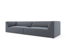 Canapea 4 locuri, Ruby, Micadoni Home, BL, 302x93x69 cm, piele ecologica, albastru inchis