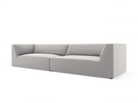 Canapea 4 locuri, Ruby, Micadoni Home, BL, 302x93x69 cm, piele ecologica, gri deschis