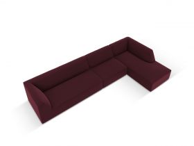 Coltar dreapta 5 locuri, Ruby, Micadoni Home, BL, 366x180x69 cm, piele ecologica, bordo