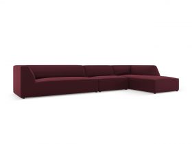 Coltar dreapta 5 locuri, Ruby, Micadoni Home, BL, 366x180x69 cm, piele ecologica, bordo