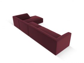 Coltar dreapta 5 locuri, Ruby, Micadoni Home, BL, 366x180x69 cm, piele ecologica, bordo