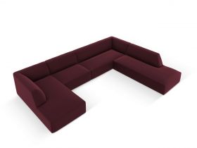 Coltar panoramic dreapta 7 locuri, Ruby, Micadoni Home, BL, 366x273x69 cm, piele ecologica, bordo