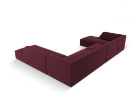 Coltar panoramic dreapta 7 locuri, Ruby, Micadoni Home, BL, 366x273x69 cm, piele ecologica, bordo