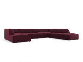 Coltar panoramic dreapta 7 locuri, Ruby, Micadoni Home, BL, 366x273x69 cm, piele ecologica, bordo