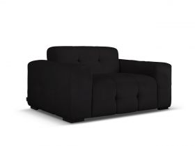 Canapea 2 locuri, Kendal, Micadoni Home, BL, 156x103x79 cm, catifea, negru