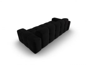 Canapea 3 locuri, Kendal, Micadoni Home, BL, 222x103x79 cm, catifea, negru