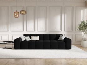 Canapea 4 locuri, Kendal, Micadoni Home, BL, 255x103x79 cm, catifea, negru