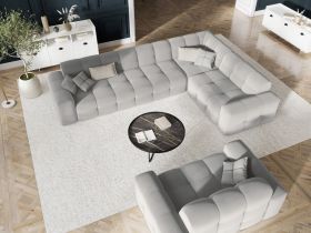 Coltar dreapta 6 locuri, Kendal, Micadoni Home, BL, 332x231x79 cm, catifea, gri deschis