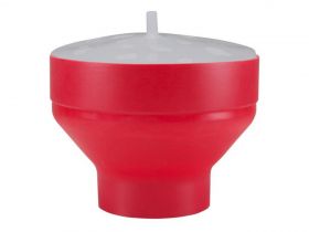 Aparat popcorn pentru cuptorul cu microunde Beper, 2.5 L, silicon, rosu/alb